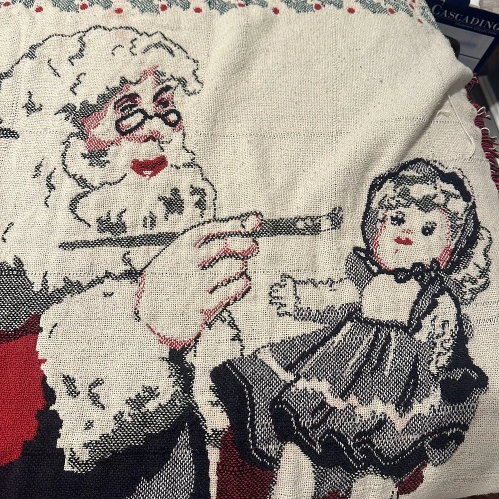 Vintage Red and Black Holiday Blanket 1994